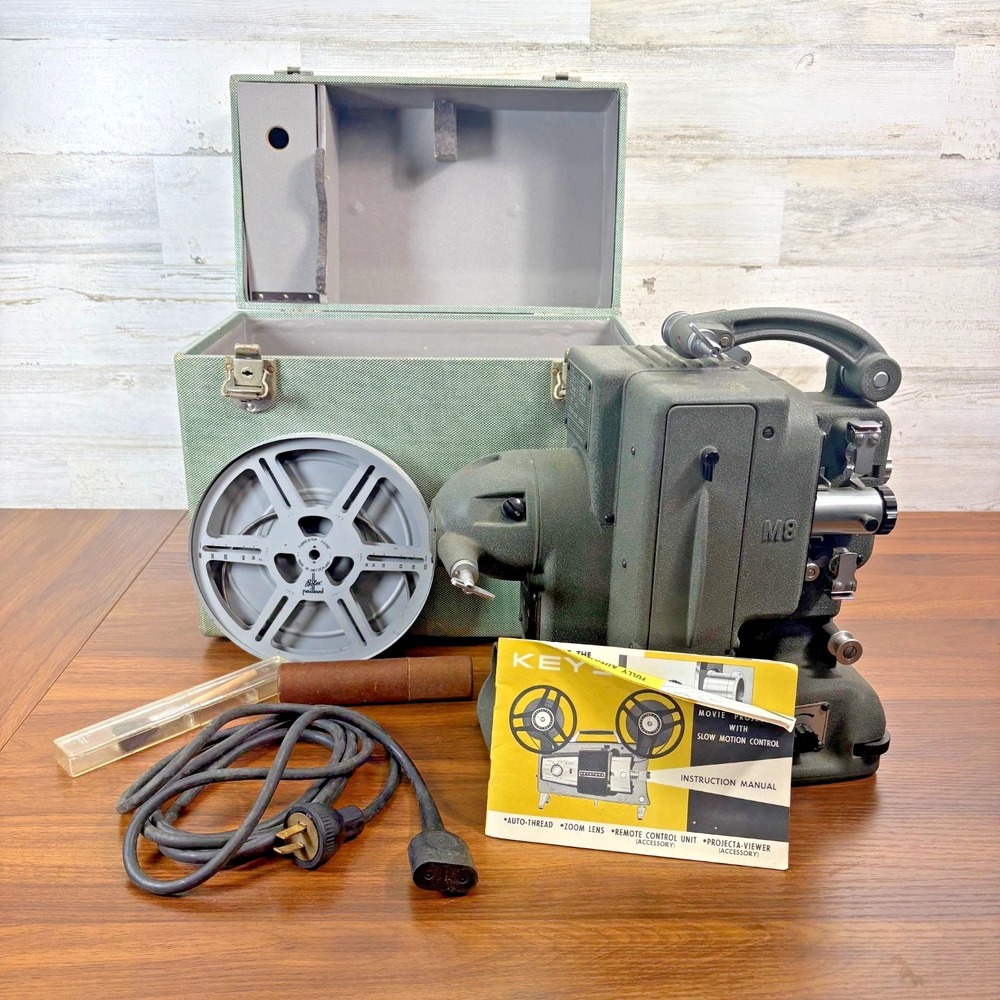 Vintage Bolex Paillard M8 8mm Film Projector Original Case & Reel β Works 1950s